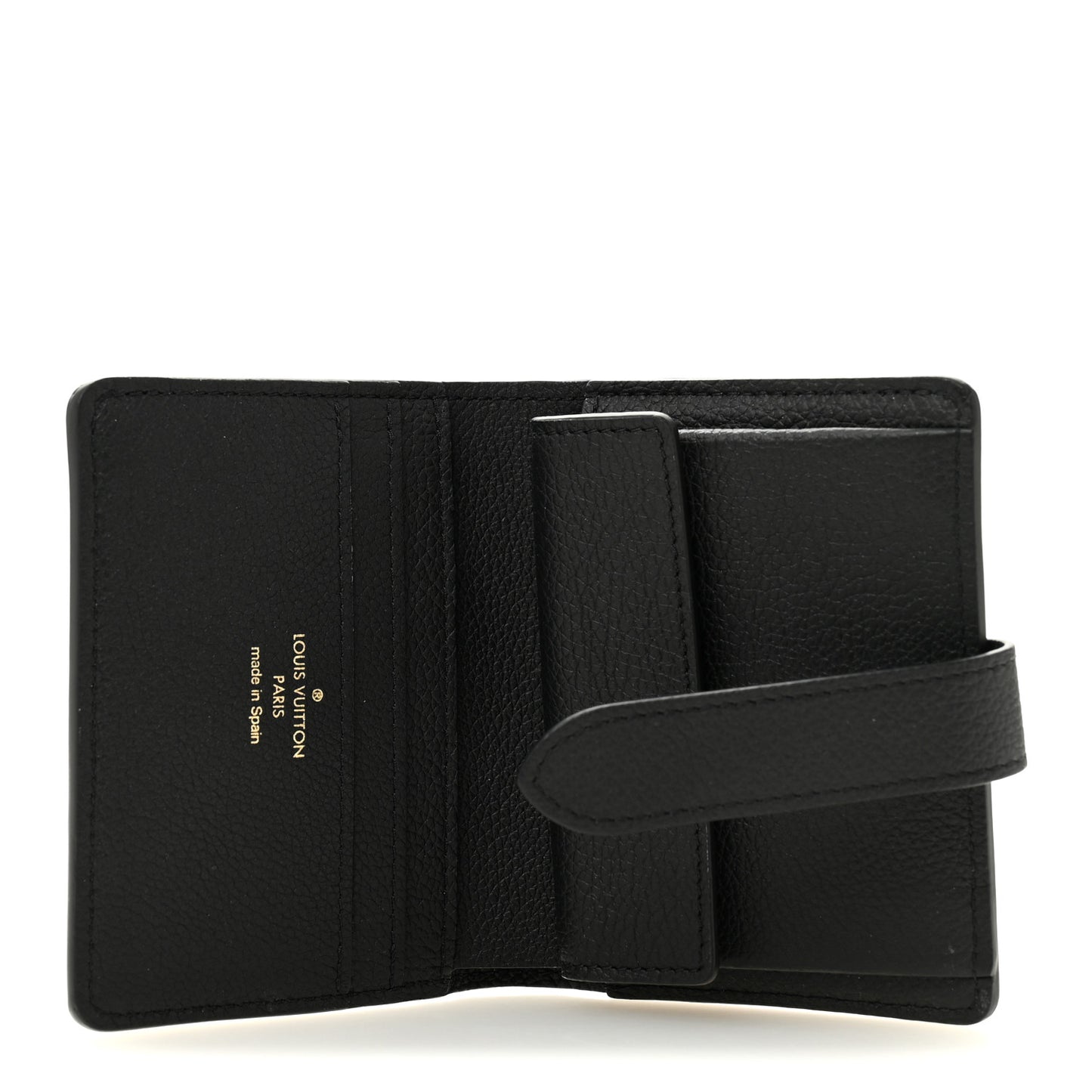 Grained Calfskin Low Key Compact Wallet Black