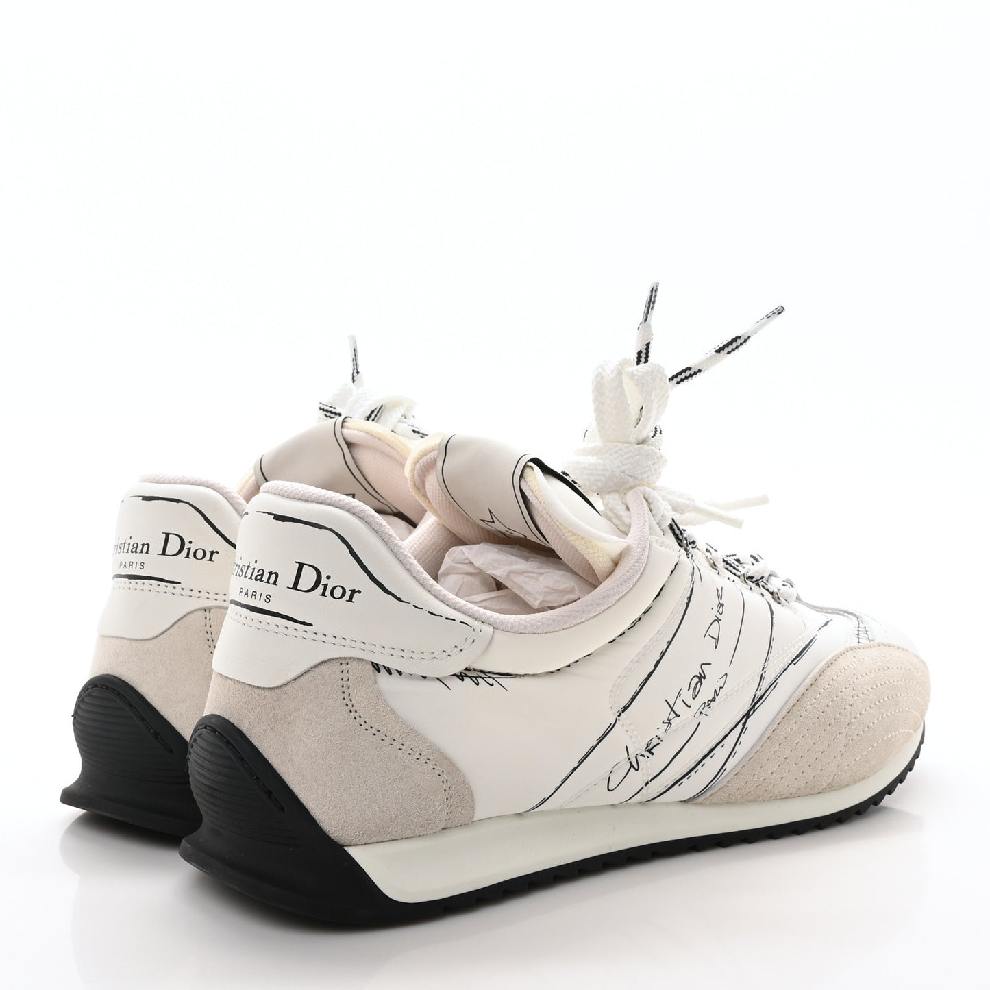 Calfskin Nylon Womens D-Sketch Sneakers 41 White