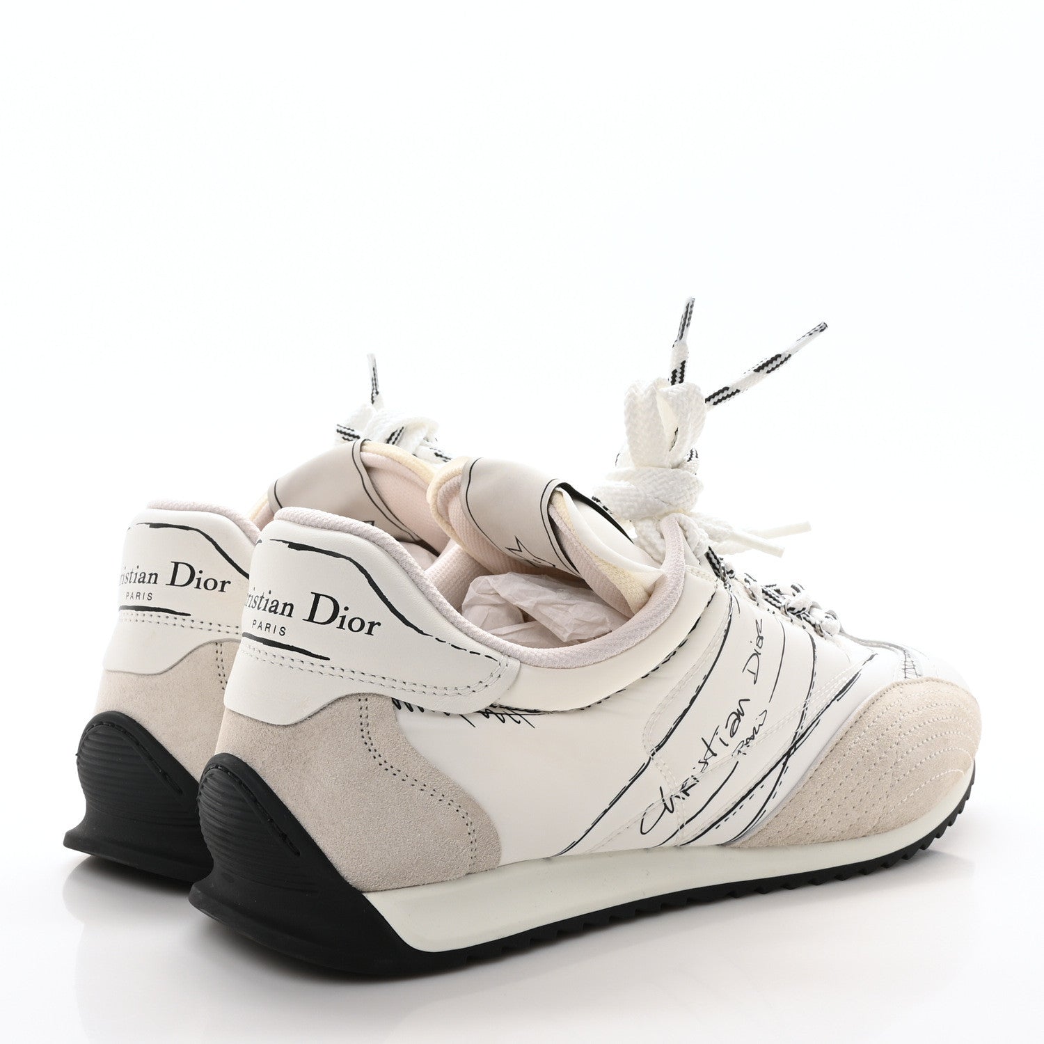 Christian Dior Calfskin Nylon Womens D-Sketch Sneakers 41 White 5 of 8