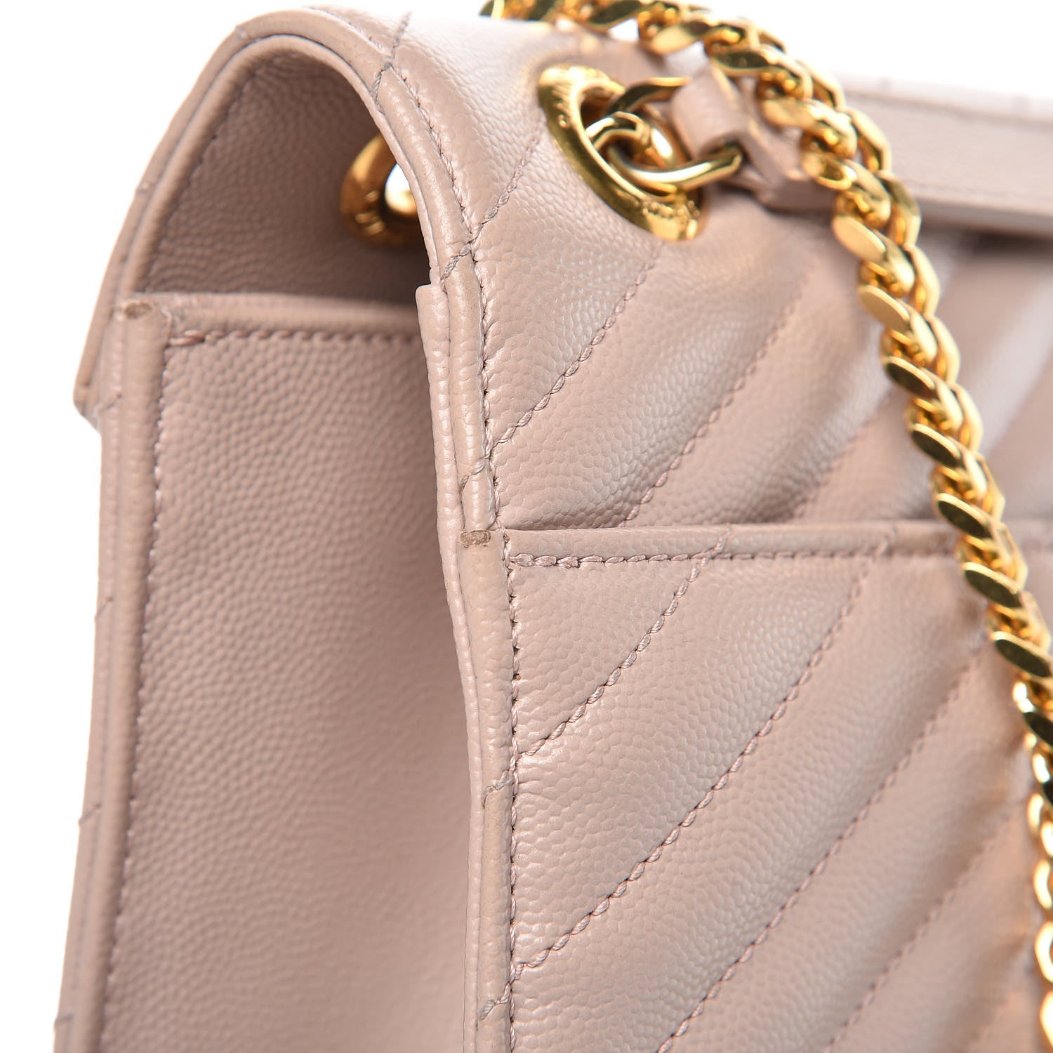 Saint Laurent Grain De Poudre Matelasse Chevron Large Monogram Satchel Rose Antic 13 of 20