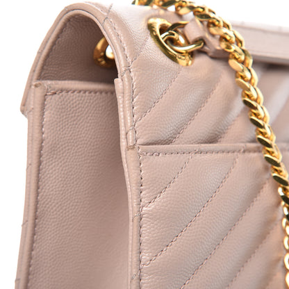 Saint Laurent Grain De Poudre Matelasse Chevron Large Monogram Satchel Rose Antic 13 of 20