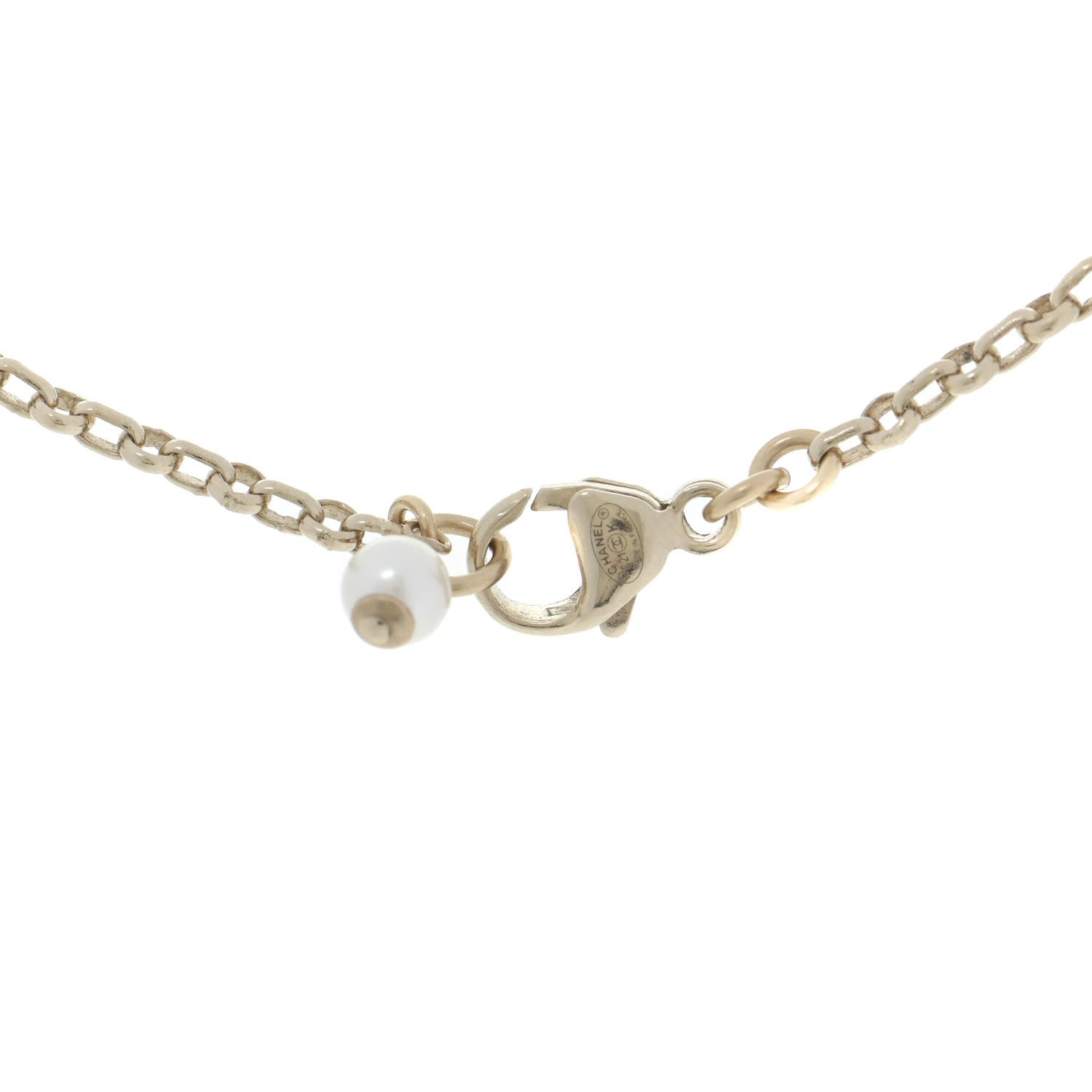 Chanel Pearl Crystal CC Pendant Necklace Gold 5 of 6
