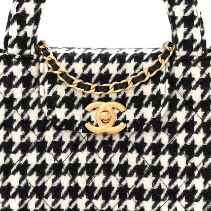 Chanel Tweed Houndstooth Quilted Nano Kelly Shopper Black White 8 of 11