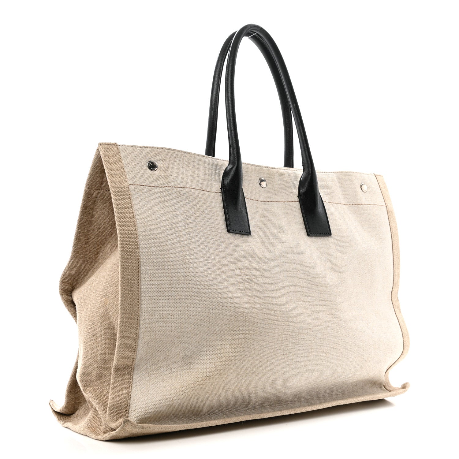 Saint Laurent Linen Calfskin Rive Gauche Tote Optic White 3 of 16
