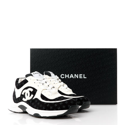 Chanel Nylon Suede Calfskin Printed CC Sneakers 36 White Black 9 of 9