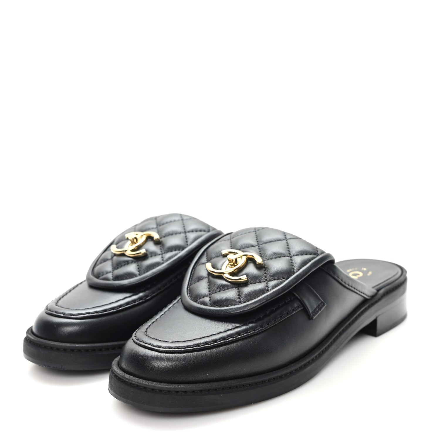 Chanel Lambskin Quilted CC Turnlock Mules 37.5 Black 4 of 9