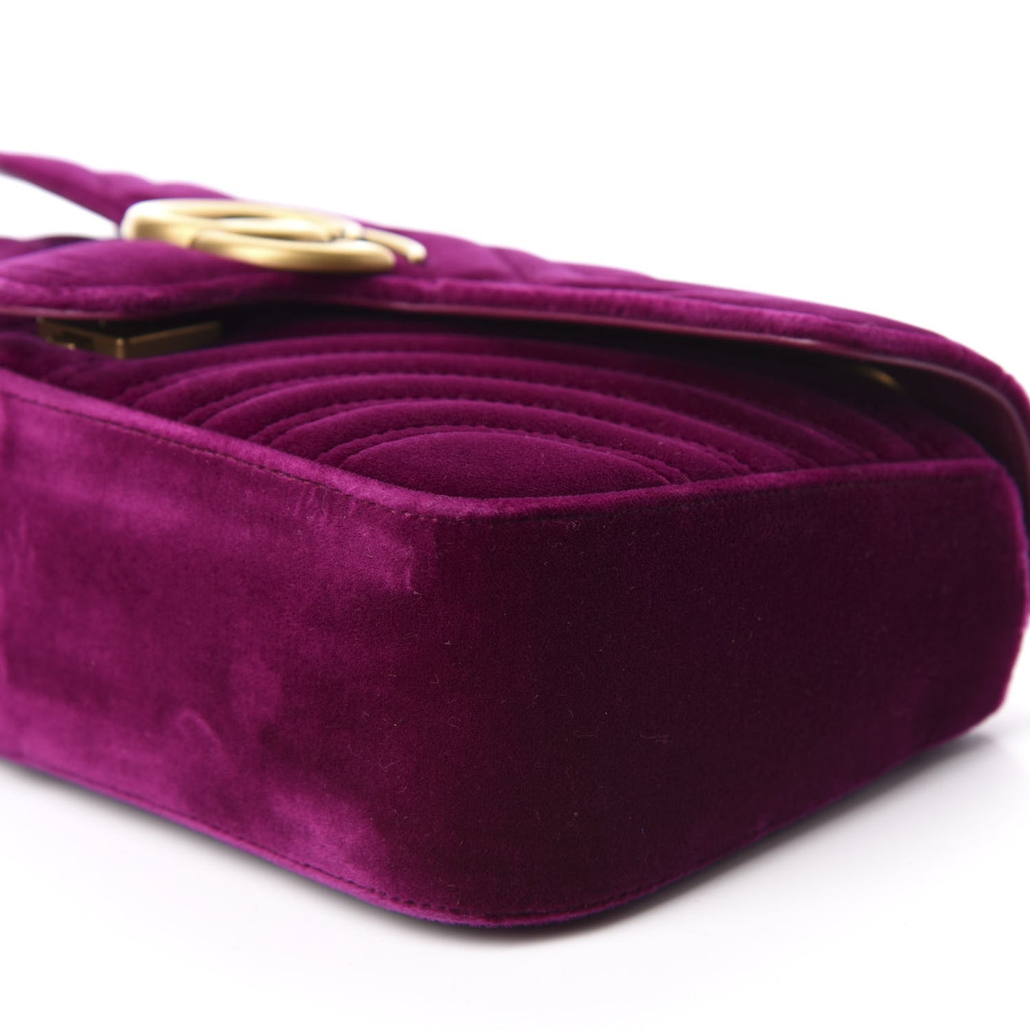 Velvet Matelasse Small GG Marmont Shoulder Bag Fuchsia Violet Cyclamen