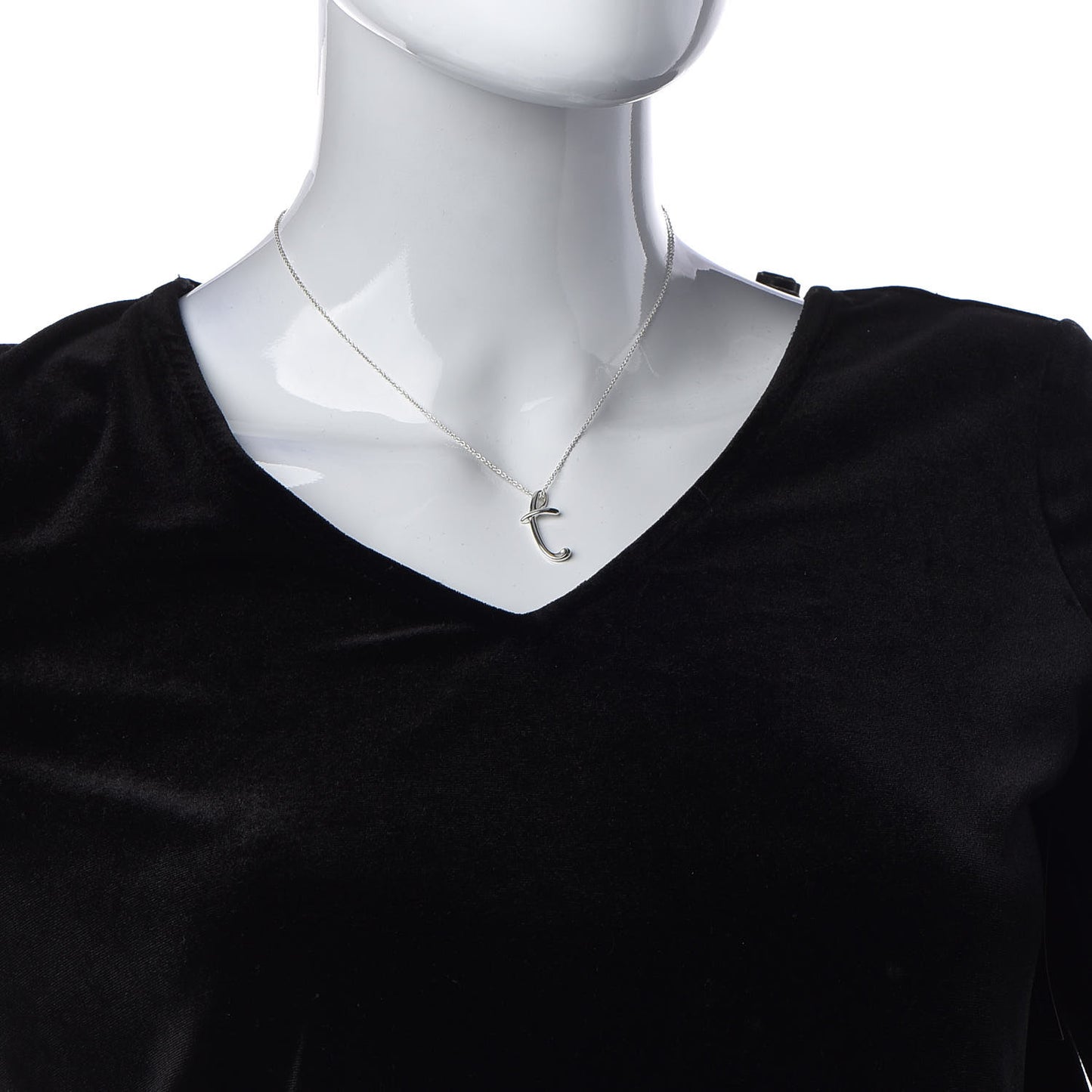Sterling Silver Elsa Peretti Letter "T" Pendant Necklace