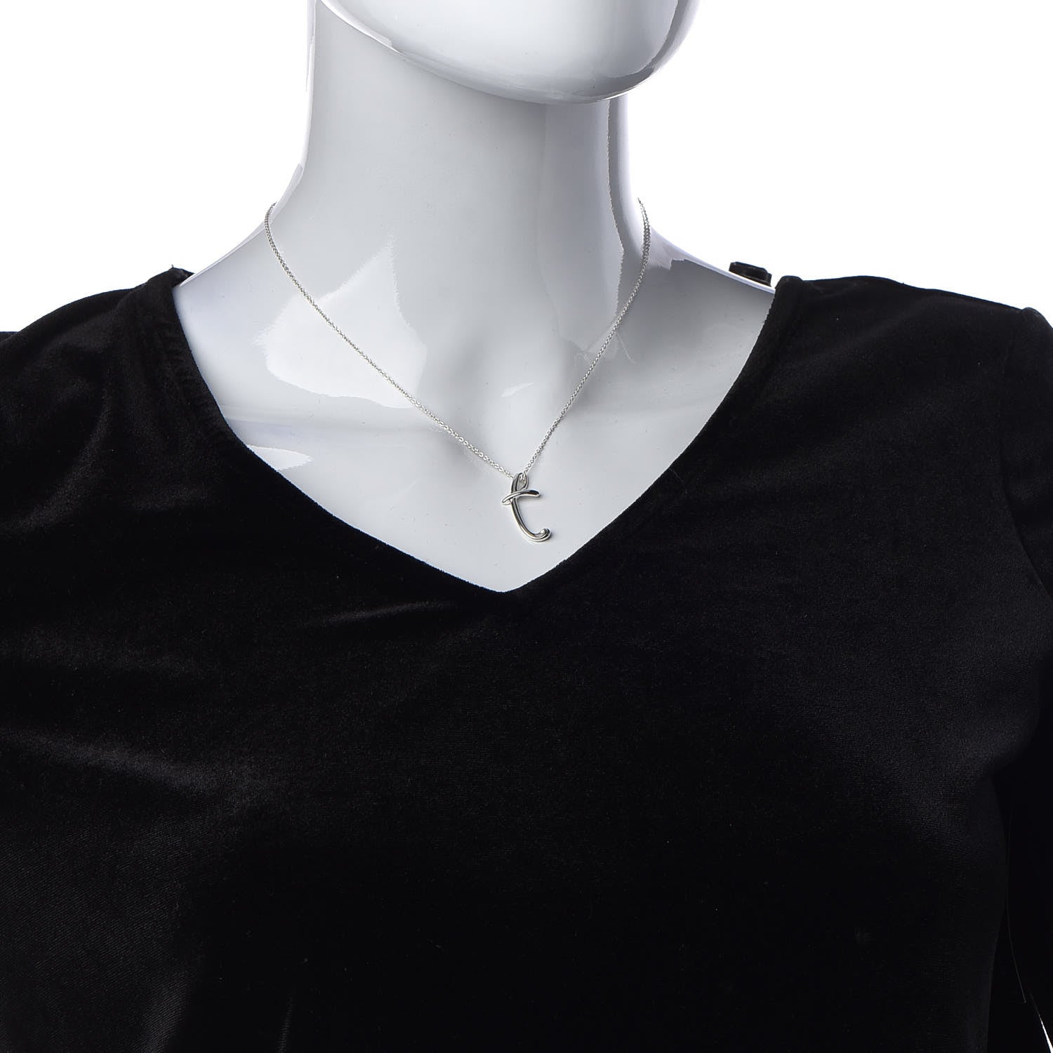 Tiffany Sterling Silver Elsa Peretti Letter "T" Pendant Necklace 2 of 6