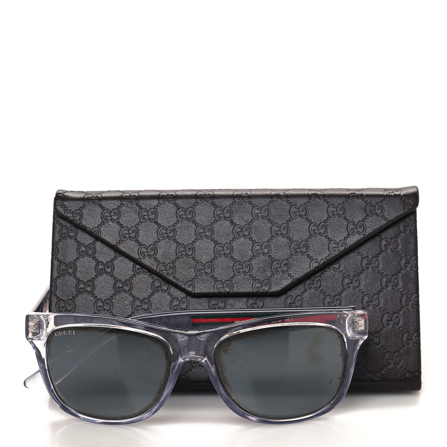 Gucci GG Bio-Based Frame Rectangle Web Sunglasses 3709/S Grey 9 of 9