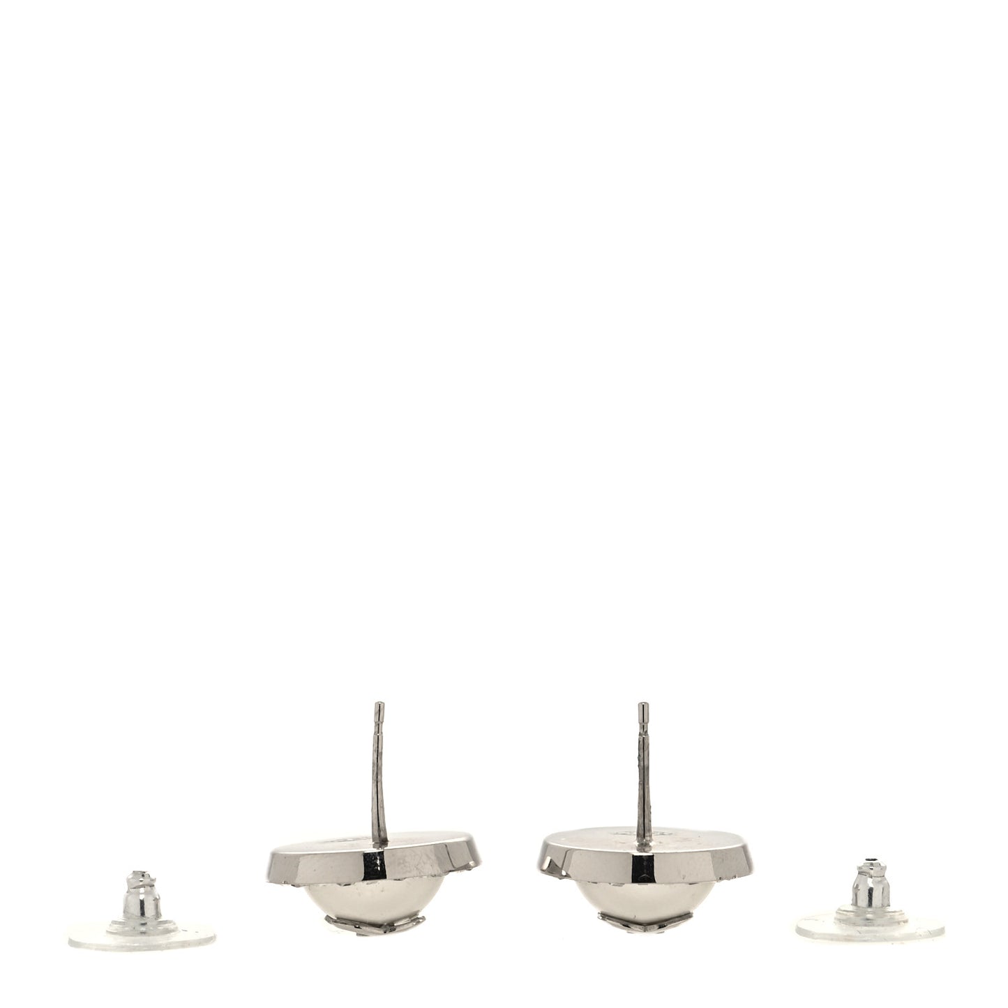 Pearl Crystal CC Round Earrings Silver