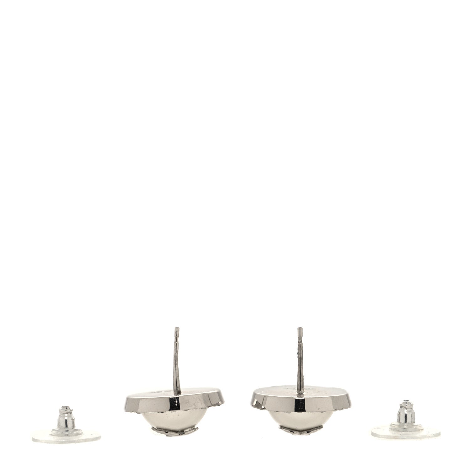 Chanel Pearl Crystal CC Round Earrings Silver 3 of 4