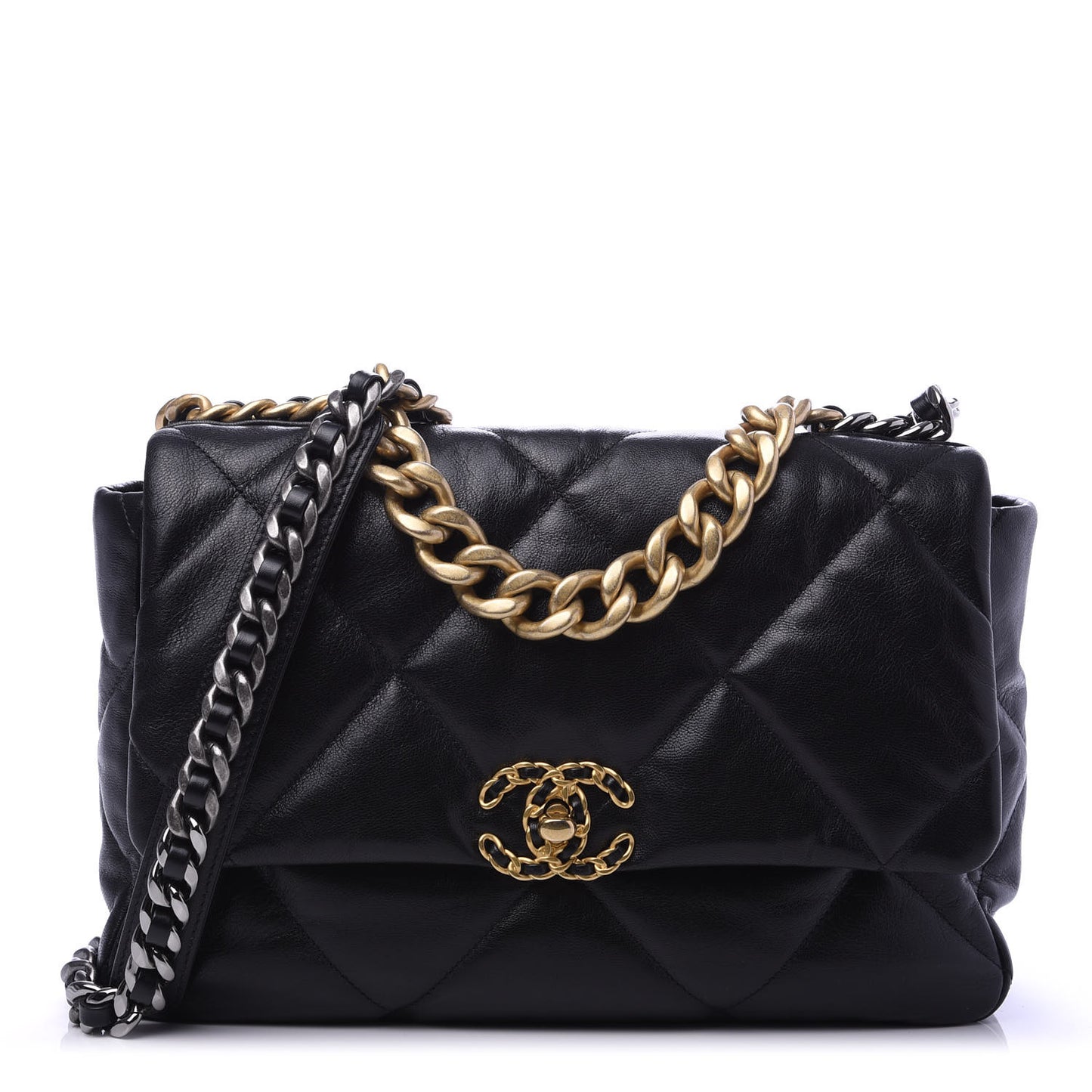 Lambskin Quilted Large 19 Flap Black