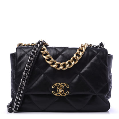 Chanel Lambskin Quilted Large 19 Flap Black 1 of 10