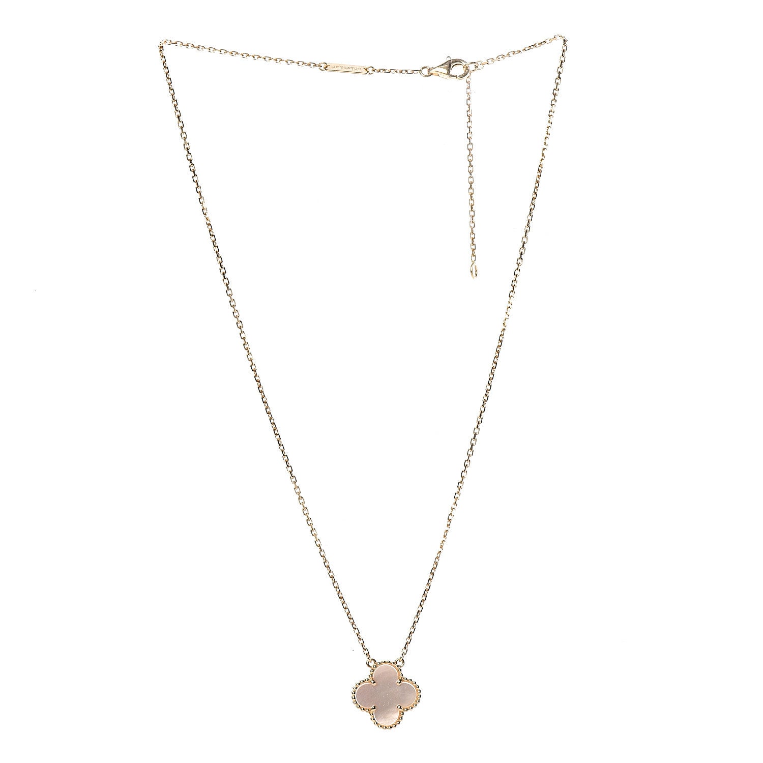 Van Cleef & Arpels 18K Yellow Gold Mother of Pearl Vintage Alhambra Pendant Necklace 3 of 7