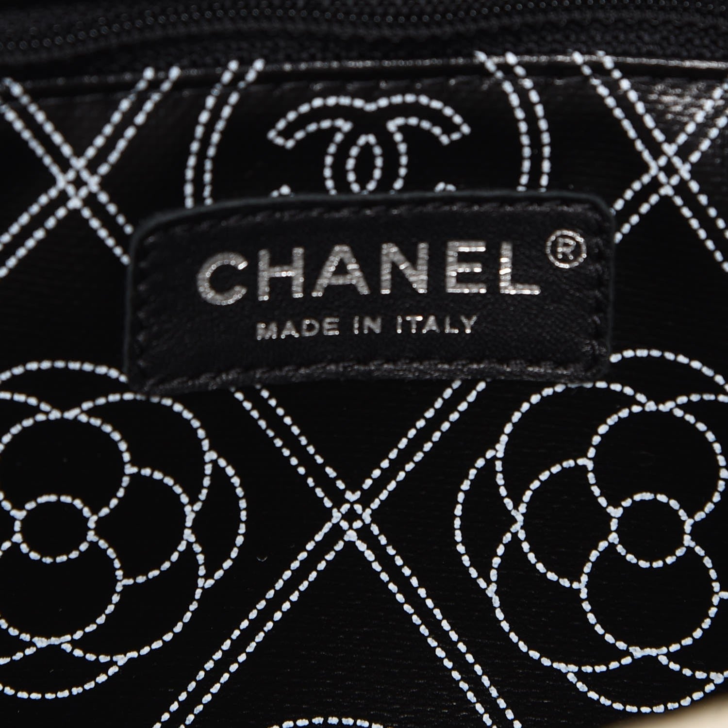 Chanel Printed Canvas Large Shopping Tote Black Beige 7 of 9