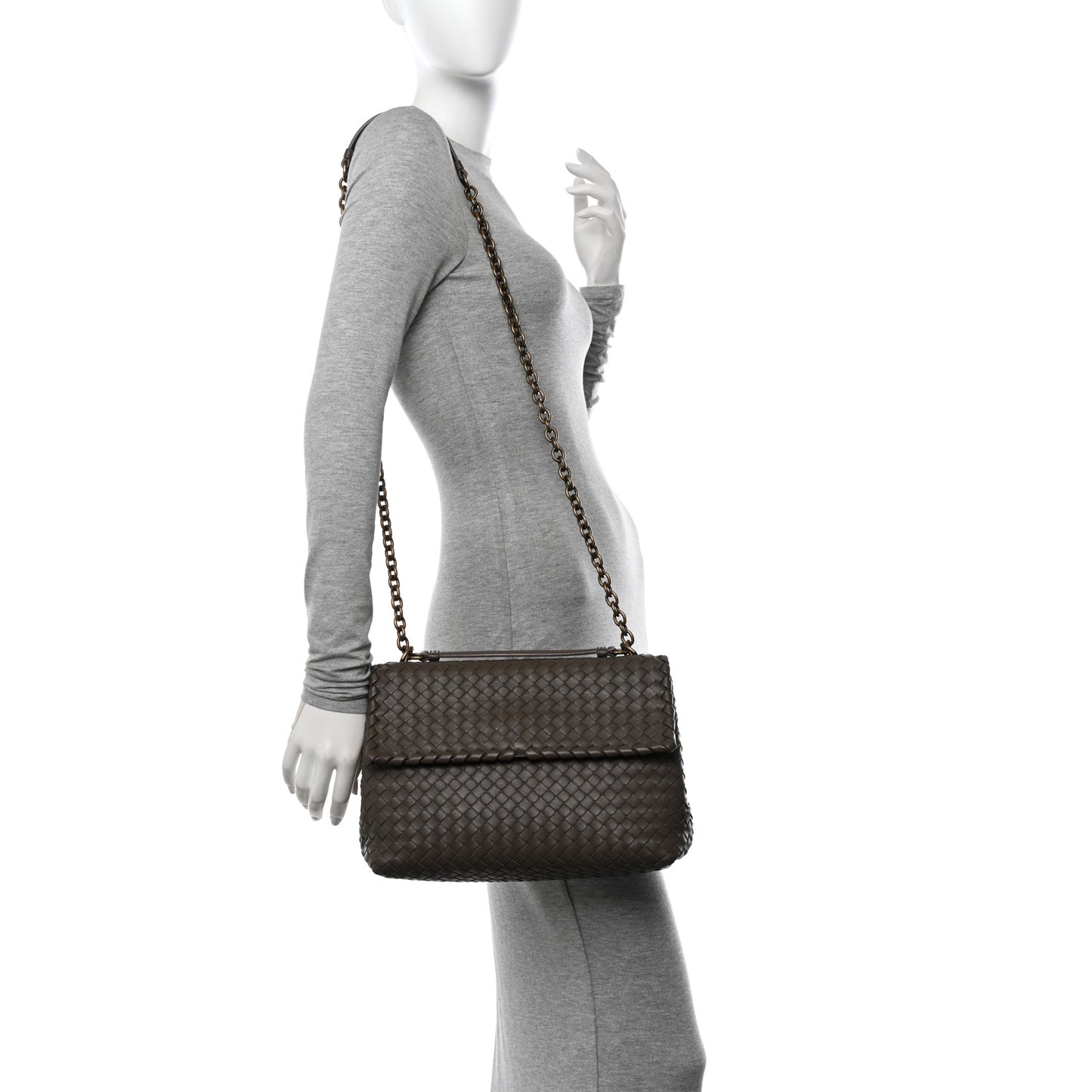 Nappa Intrecciato Medium Olimpia Shoulder Bag Mink