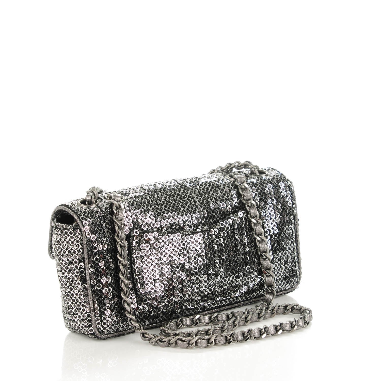 Chanel Sequin East West Flap Dark Silver 3 of 7
