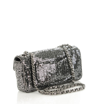 Chanel Sequin East West Flap Dark Silver 3 of 7