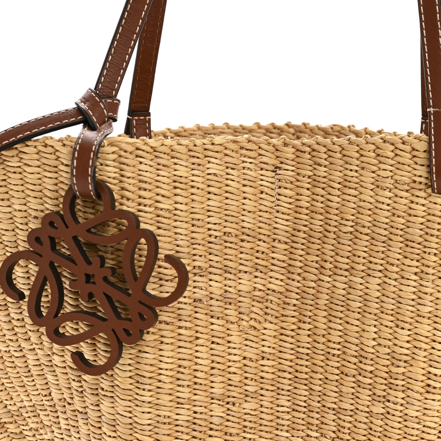 Calfskin Raffia Paulas Ibiza Small Basket Tote Bag Natural Pecan