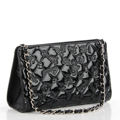 Chanel Patent Calfskin Lucky Symbols Pochette Black 2 of 9
