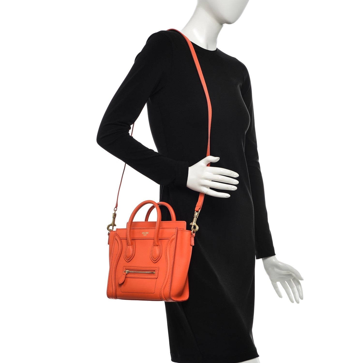 Celine Smooth Calfskin Nano Luggage Fluo Orange 2 of 7