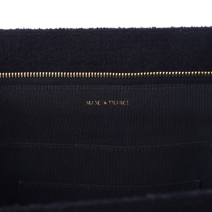 Chanel Wool Boucle Chevron Quilted Shoulder Bag Black 7 of 11