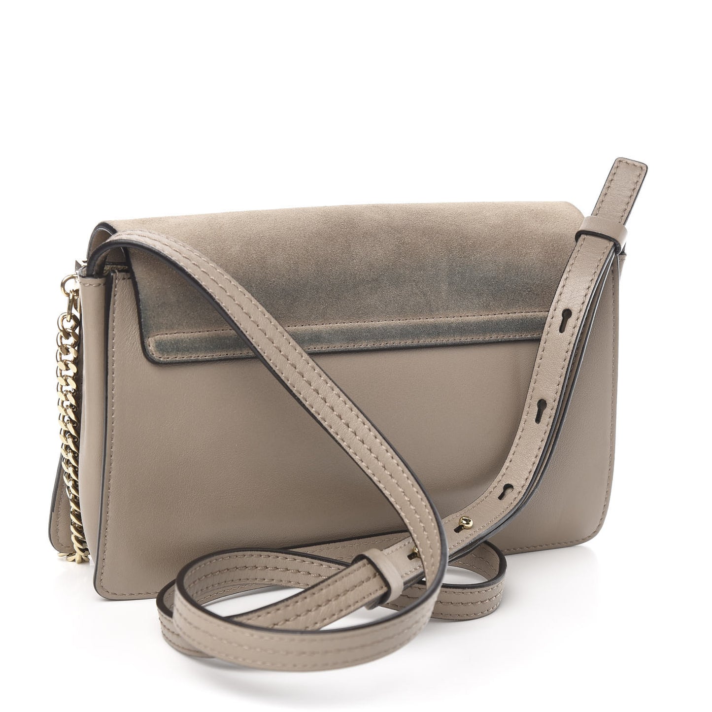 Suede Calfskin Small Faye Shoulder Bag Motty Grey