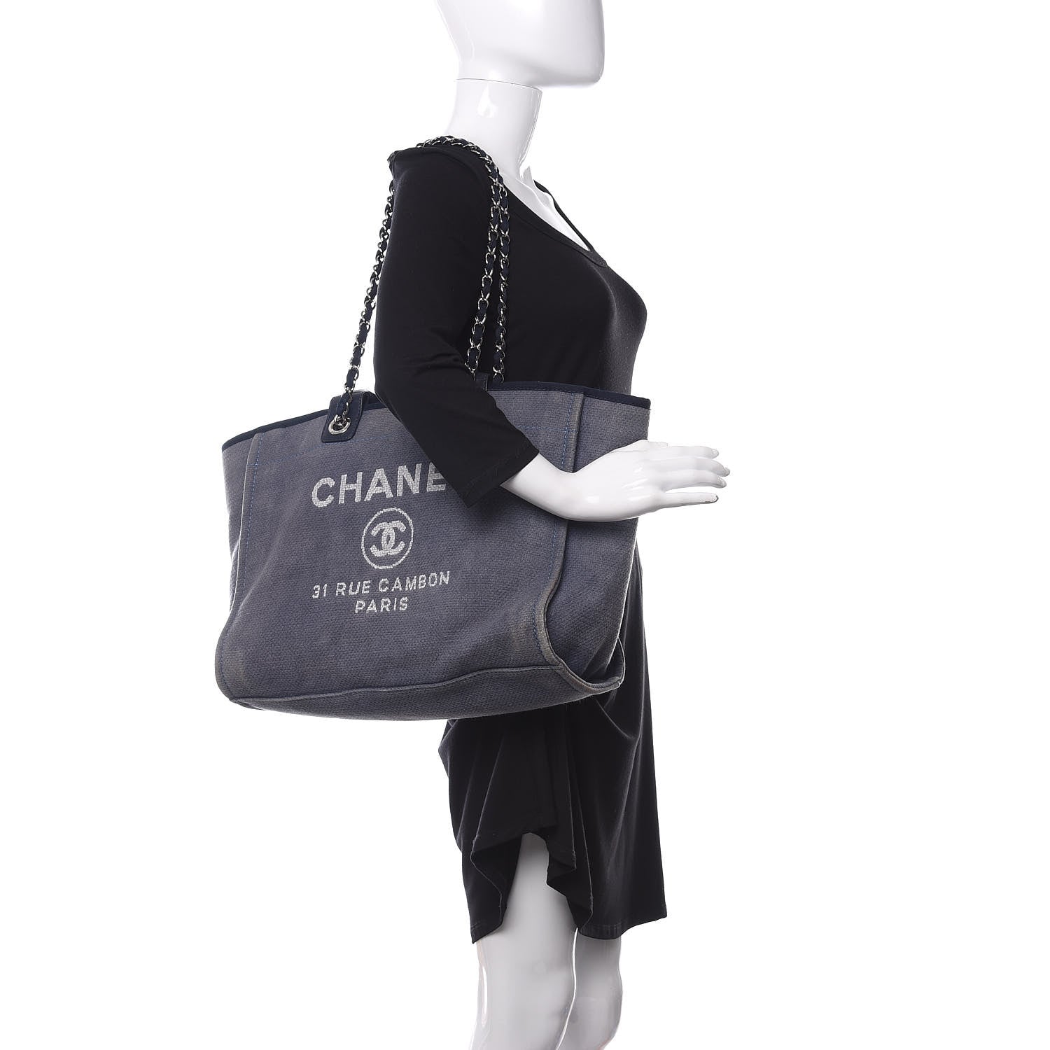 Chanel Canvas Medium Deauville Tote Blue 2 of 10