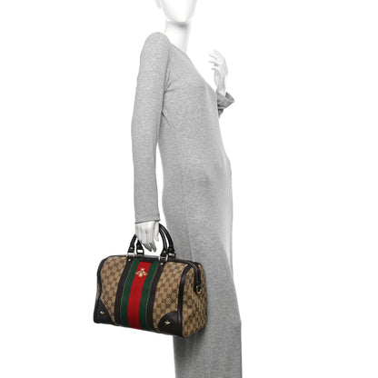 Gucci Monogram Vintage Web Medium Webby Bee Boston Dark Brown 2 of 11