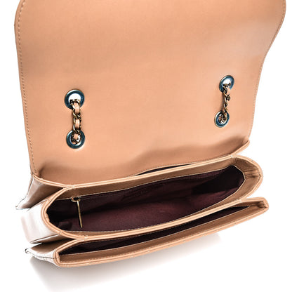 Chanel Shiny Lambskin Quilted Around The Corner Flap Beige 5 of 9