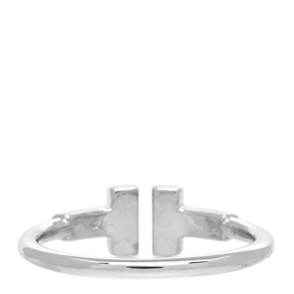 Tiffany 18K White Gold Diamond T Wire Ring 53 6.25 3 of 5