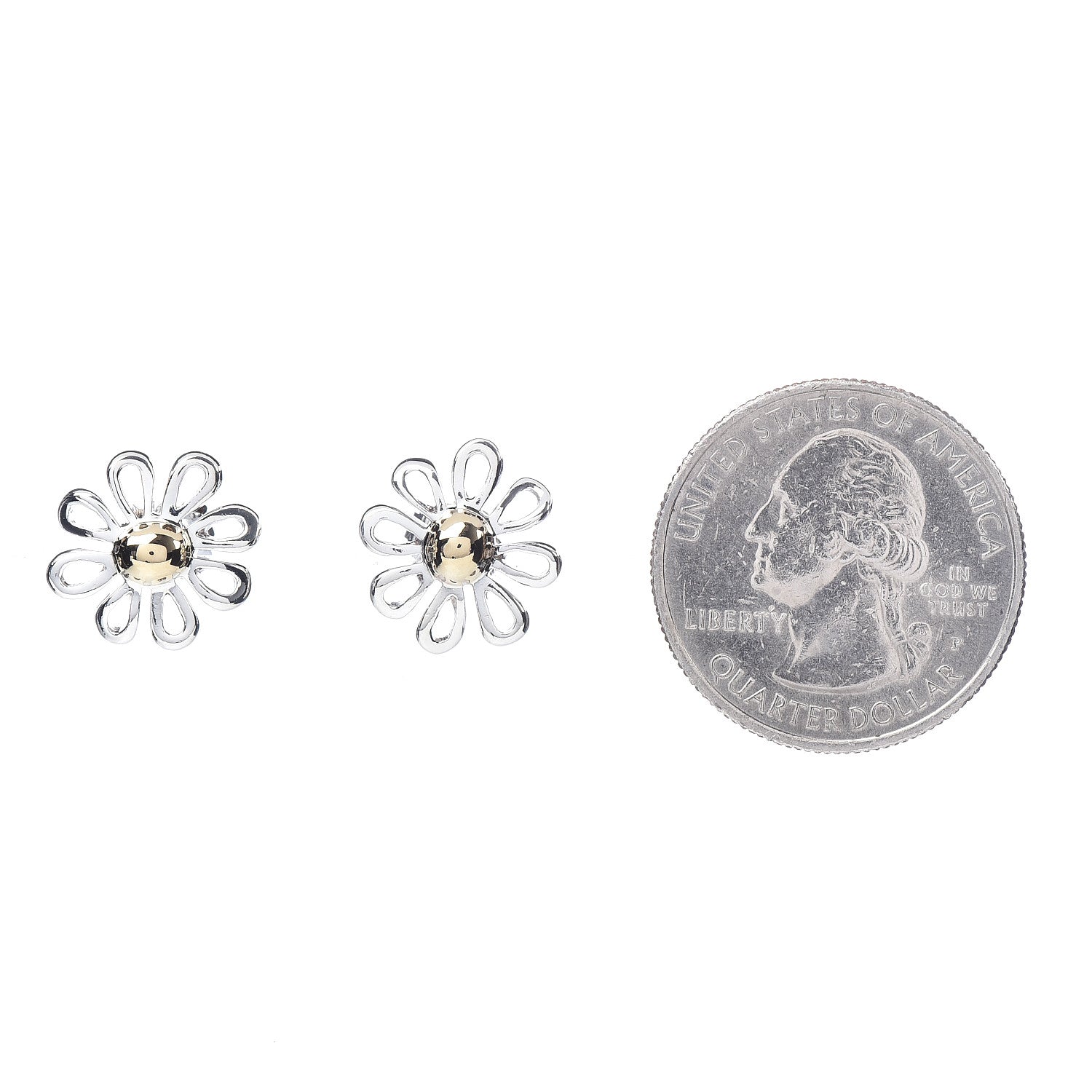 Tiffany Sterling Silver 18K Yellow Gold Paloma Picasso Daisy Stud Earrings 2 of 5