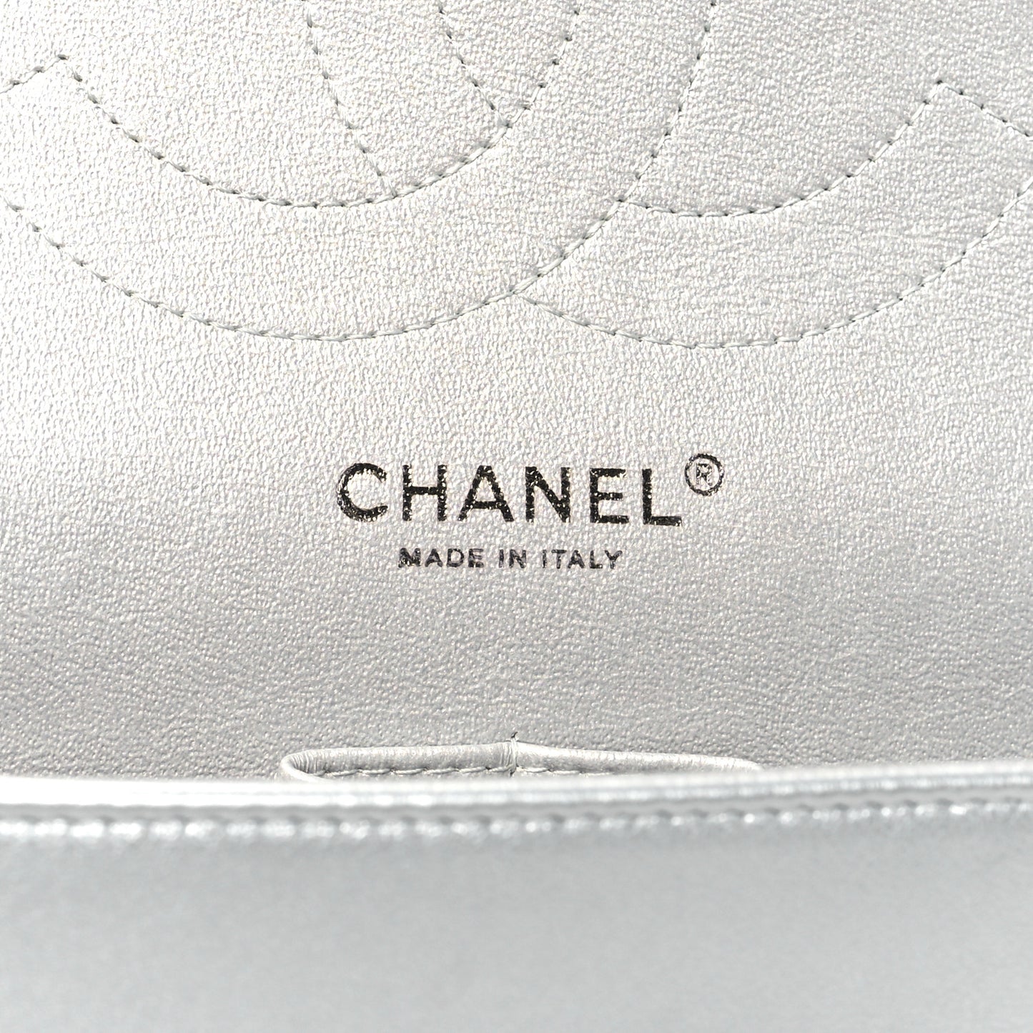 Metallic Perforated Lambskin Quilted Jumbo Double Flap Light Silver