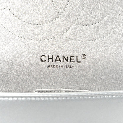 Chanel Metallic Perforated Lambskin Quilted Jumbo Double Flap Light Silver 6 of 12