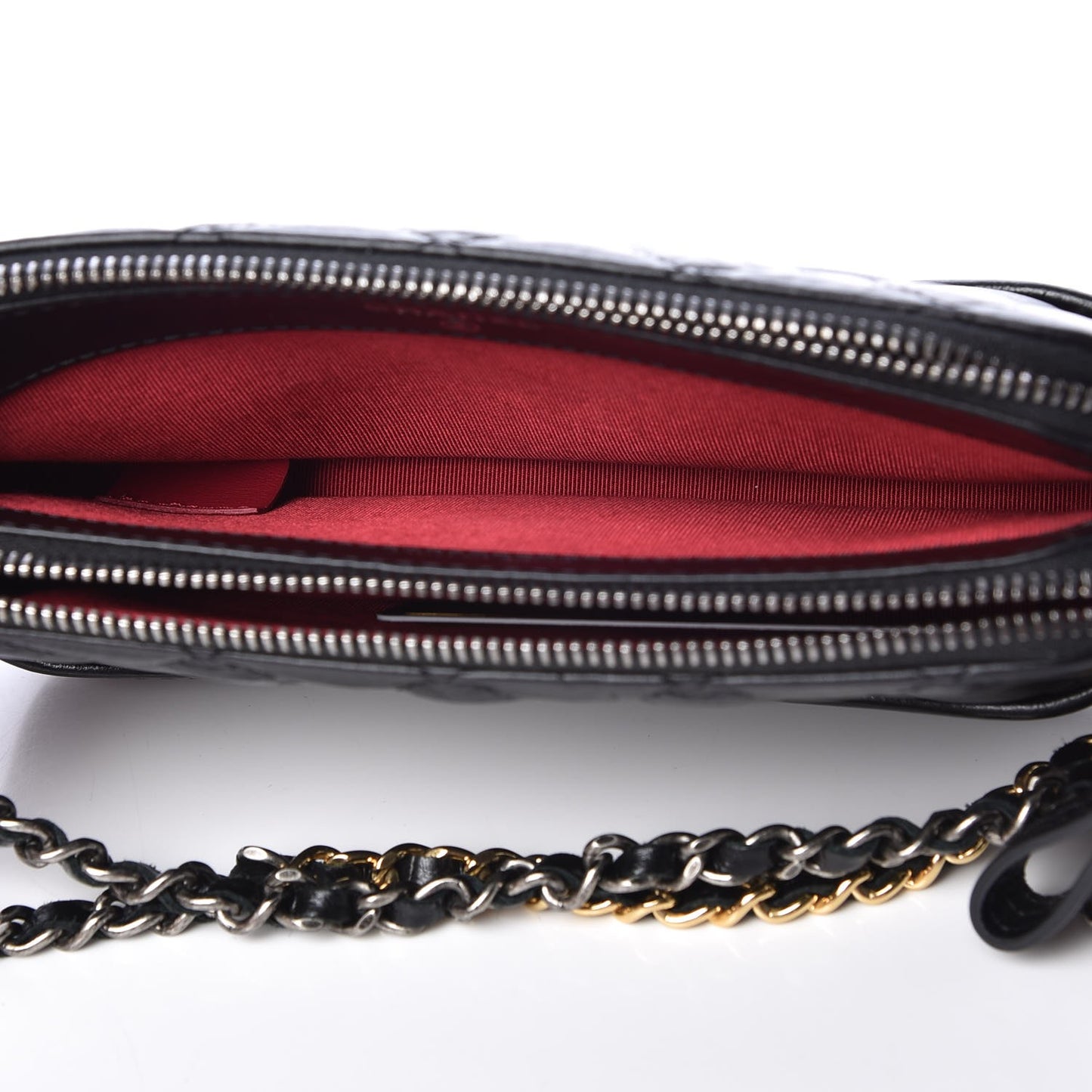 Aged Calfskin Quilted Small Gabrielle Clutch With Chain Black