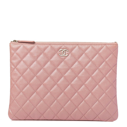 Chanel Iridescent Caviar Quilted Medium Cosmetic Case Rose Pink 1 of 9