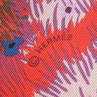 Hermes Silk Dans un Jardin Anglais Twilly Fuchsia Rouge Bleu Roy 4 of 5