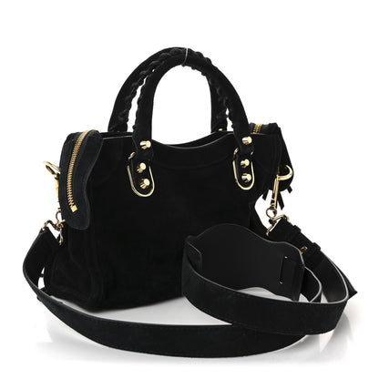 Balenciaga Baby Daim Suede Gold Metallic Edge Hardware Mini City Black 3 of 9