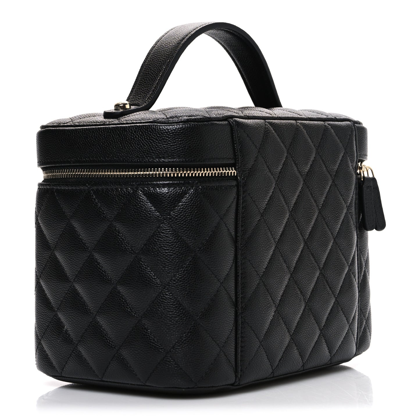 Caviar Quilted Large Vanity Pouch Black
