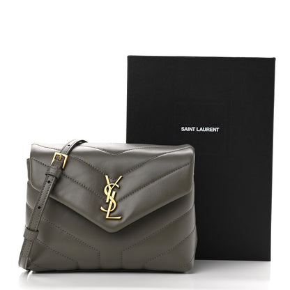 Saint Laurent Calfskin Y Quilted Monogram Toy Loulou Crossbody Bag Grey Kaki 11 of 11