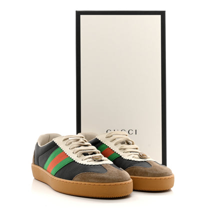 Gucci Calfskin Suede Web Mens G74 Sneakers 7 Ardesia Black New Mystic White 10 of 10