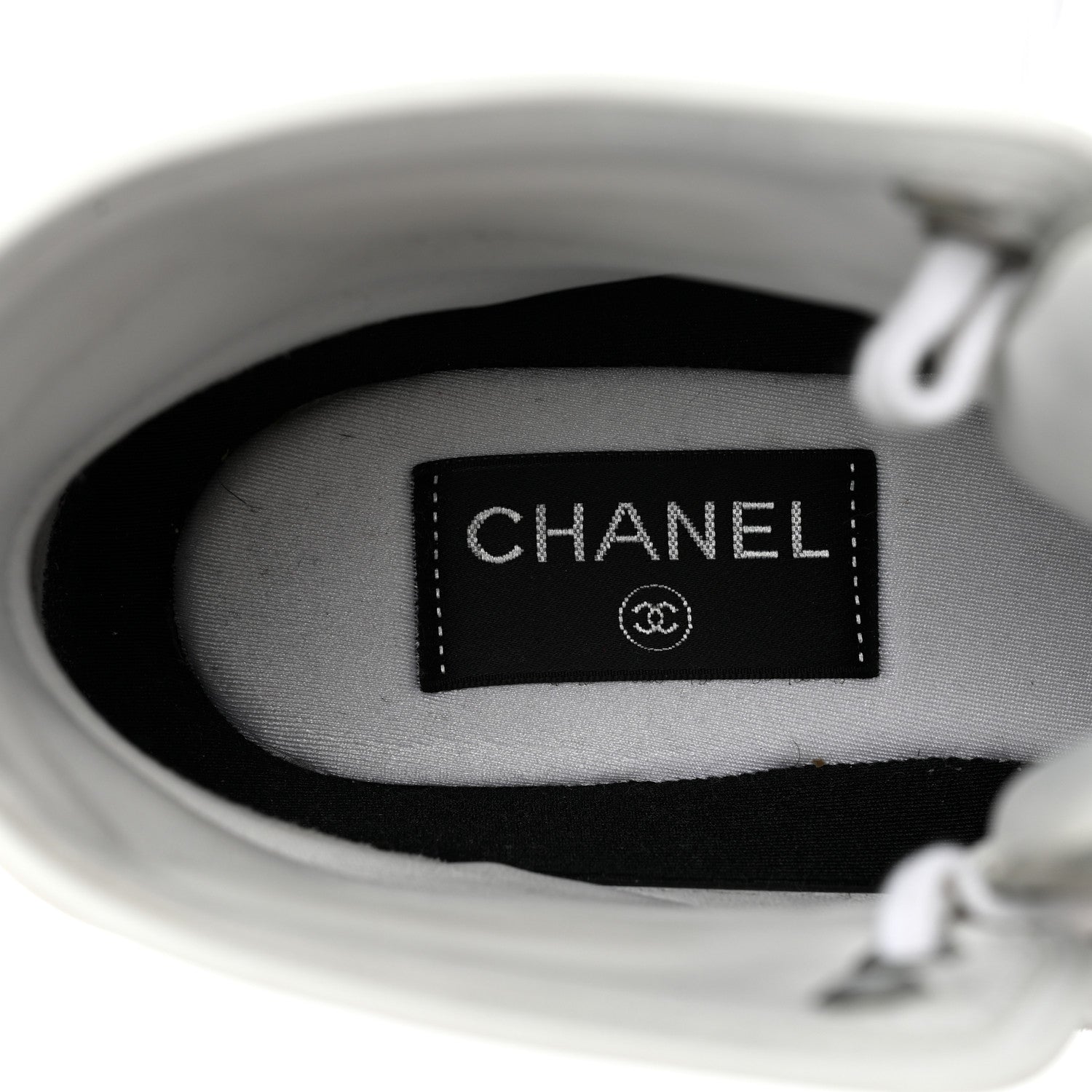 Chanel Suede Calfskin Lambskin High Top CC Sneakers 37 White Blue 7 of 14
