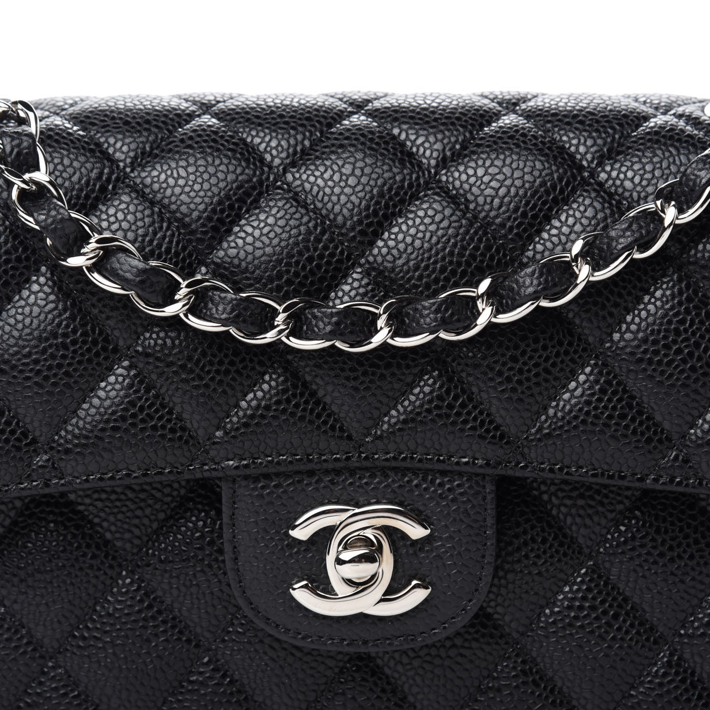Caviar Quilted Small Double Flap Black