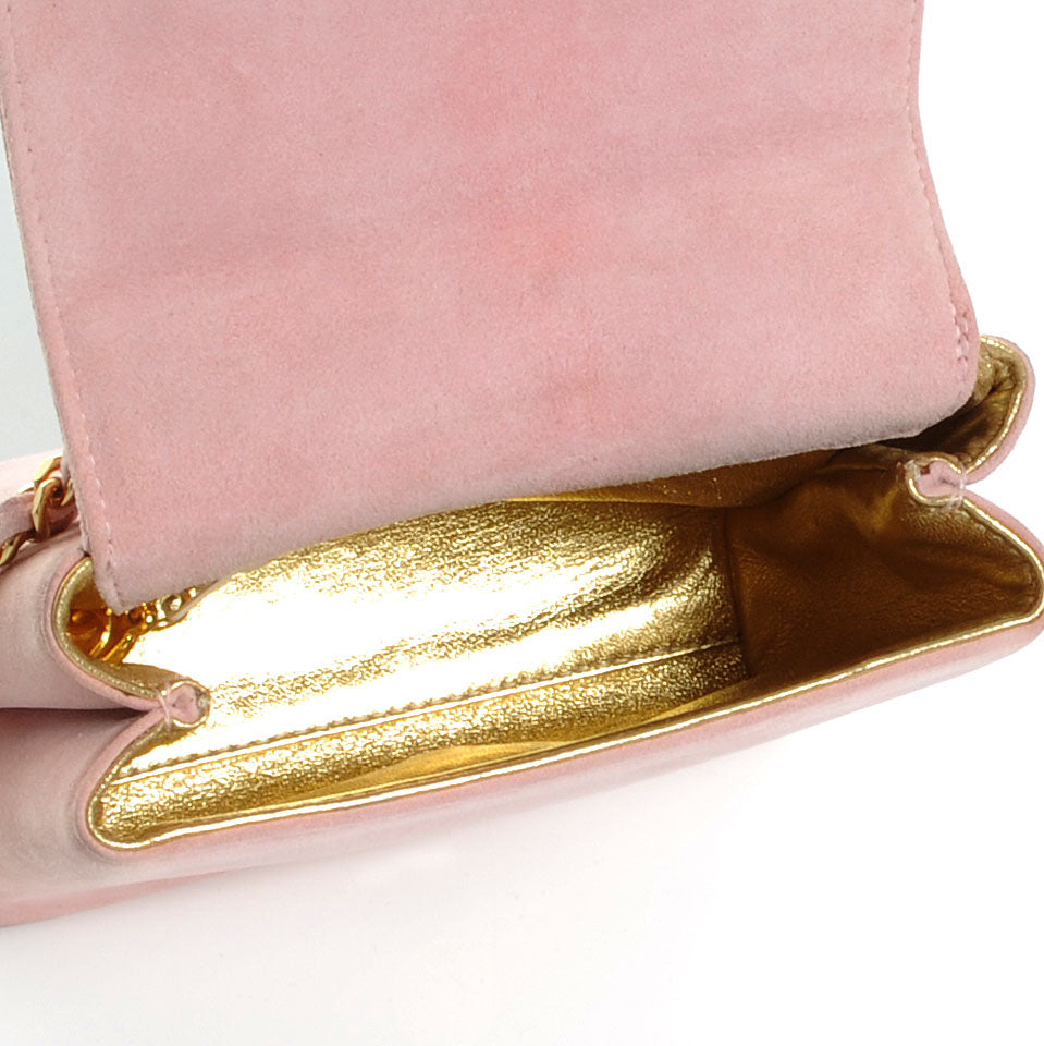 Chanel Suede Camellia Mini Flap Pink 5 of 16