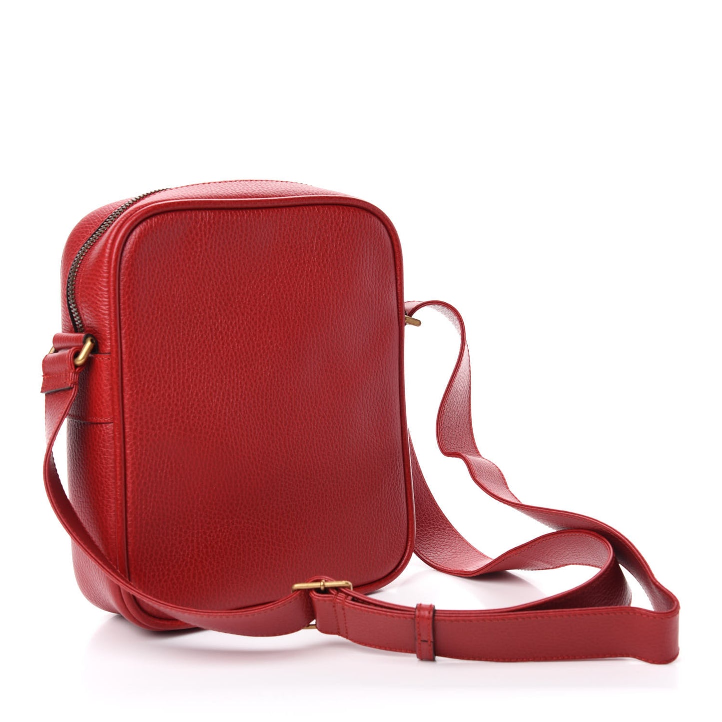 Grained Calfskin Logo Messenger Bag Hibiscus Red