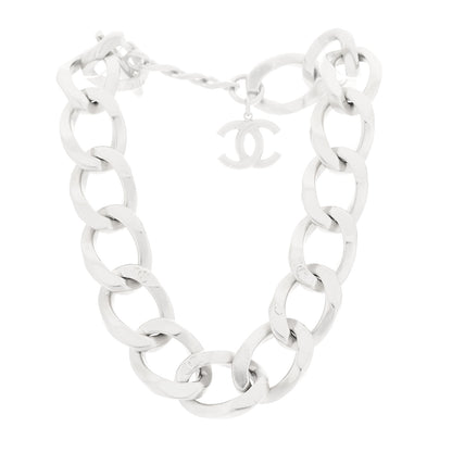 Chanel Chain Link CC Choker Necklace Silver 3 of 4