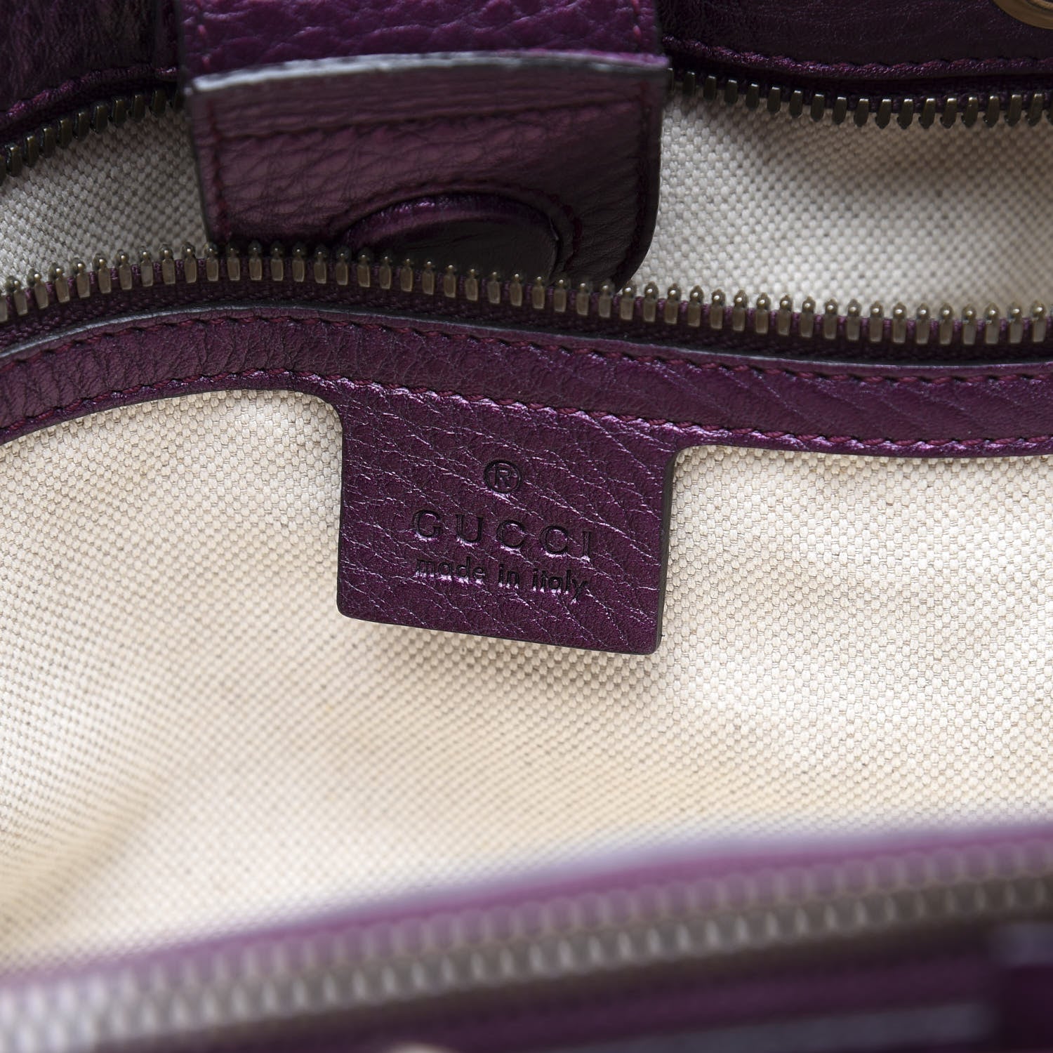 Gucci Pebbled Calfskin Medium Bamboo Shopper Tote Purple 7 of 13