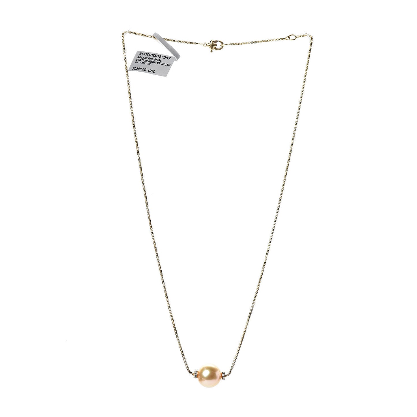 18K Yellow Gold South Sea Pearl Diamond Solari Single Station Necklace Yellow