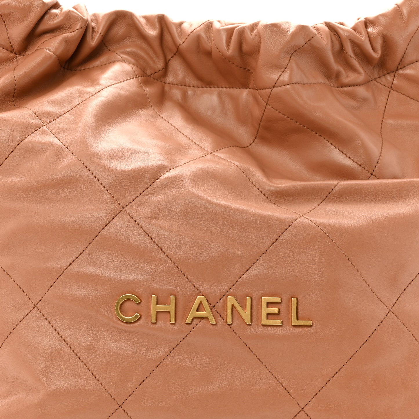 Shiny Calfskin Quilted Chanel 22 Camel